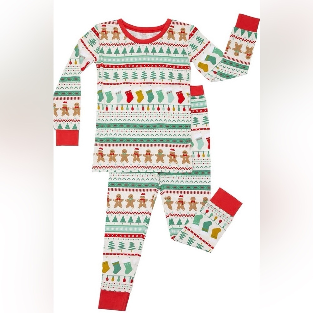Little Sleepies pajama set bamboo Christmas fair isle long sleeve tee pants baby